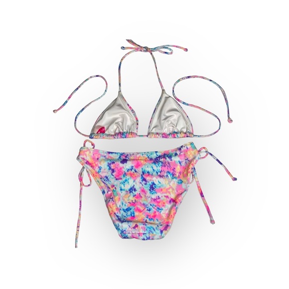 Victoria’s Secret 𑁍 2 Piece Triangle String Bikini Set 𑁍 Watercolor Print 𑁍 S - Picture 14 of 16